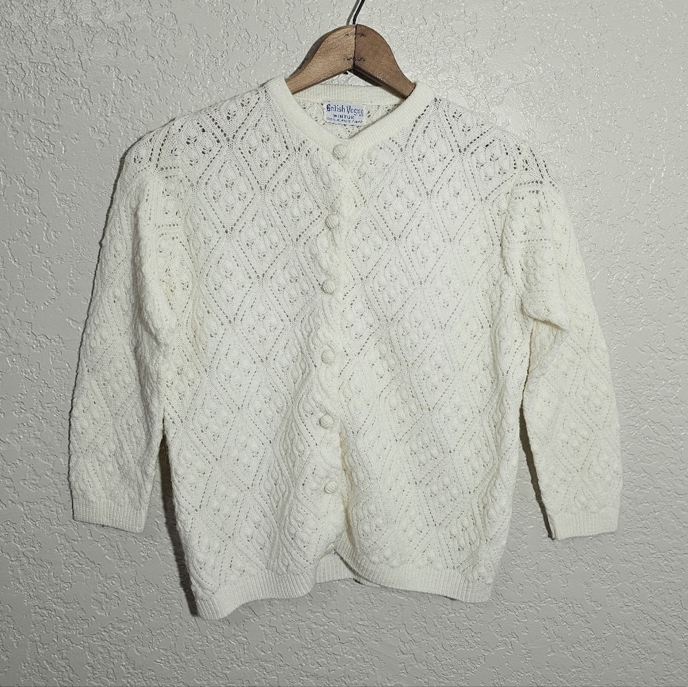 Vintage British Vogue Wintuk Offwhite Knit Cardigan